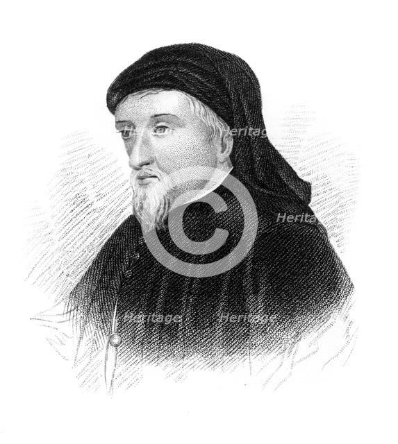 Geoffrey Chaucer, 14th century English author, poet, philosopher, bureaucrat, and diplomat, (c1850). Artist: Unknown