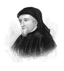 Geoffrey Chaucer, 14th century English author, poet, philosopher, bureaucrat, and diplomat, (c1850)