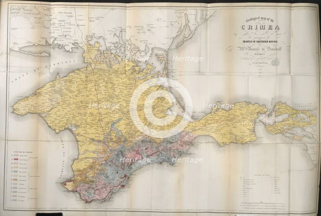 Geological map of the Crimea, 1853. Creator: Unknown.