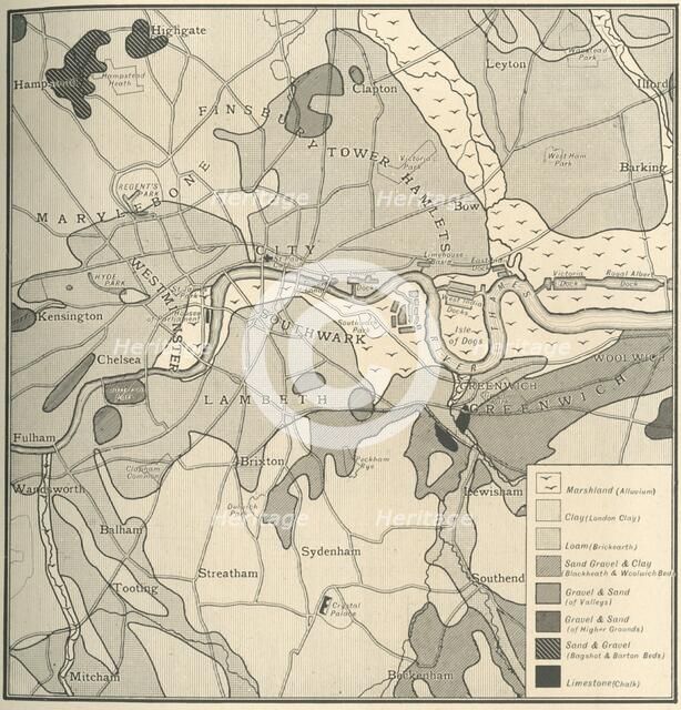 'Geological Map of the Site of London', 1908. Artist: Unknown.