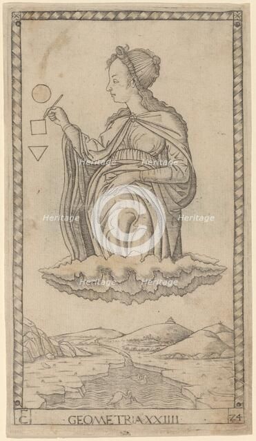 Geometria (Geometry), c. 1465. Creator: Master of the E-Series Tarocchi.