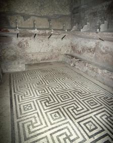Geometric mosaic, female tepidarium, thermal baths, Herculaneum, Italy, 2002. Creator: LTL