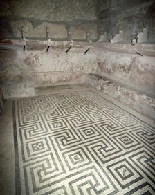 Geometric mosaic, female tepidarium, thermal baths, Herculaneum, Italy, 2002. Creator: LTL