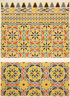 Geometric ceramic (Faience) decoration from the Mosque of Cheykhoun, pub. 1877. Creator: Emile Prisse d'Avennes (1807-79)