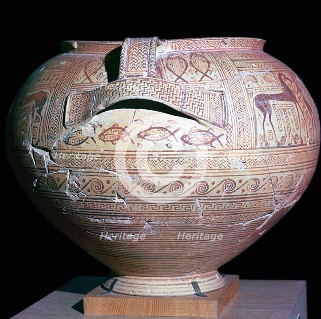 Geometric period Greek pot, 8th century BC. Artist: Unknown