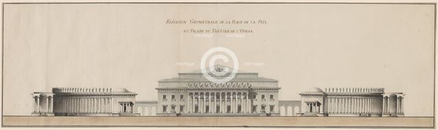 Geometrical Elevation of the Peace Plaza and Façade of the Opera House, c. 1800. Creator: Giacomo Antonio Domenico Quarenghi.