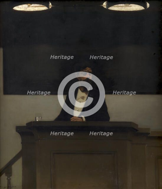 Georg Brandes at the University of Copenhagen, 1889. Creator: Harald Slott-Moller.