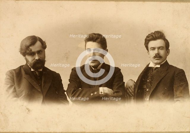 Georgy Chulkov, Vasili Milioti and Genrich Tasteven, Russian writers, 1900s. Artist: Unknown