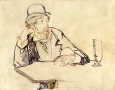George Moore (1852-1933) at the Café, 1878 or 1879. Creators: Edouard Manet, George Moore