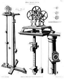 George Atwood's machine for demonstrating the effect of gravity on falling bodies, c1780. Creator: Unknown