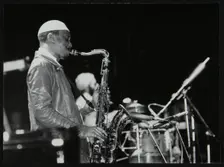 George Adams (tenor saxophone) playing at the Newport Jazz Festival, Middlesbrough, 1978. Creator: Denis Williams
