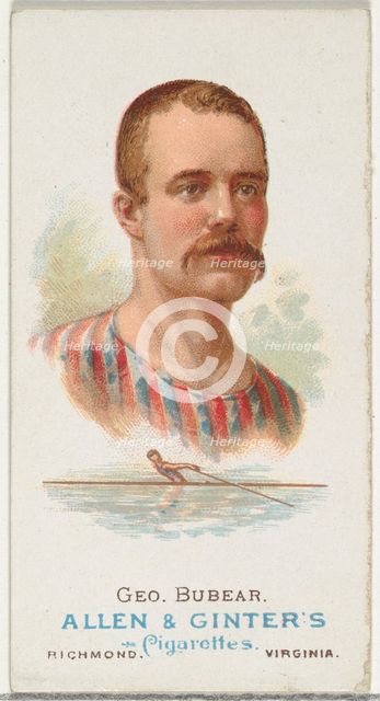 George Bubear, Oarsman, from World's Champions, Series 1 (N28) for Allen & Ginter Cigarett..., 1887. Creator: Allen & Ginter.