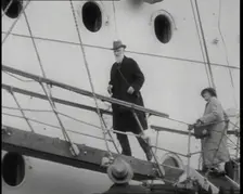 George Bernard Shaw and a Woman Climbing a Gangplank, 1930s. Creator: British Pathe Ltd