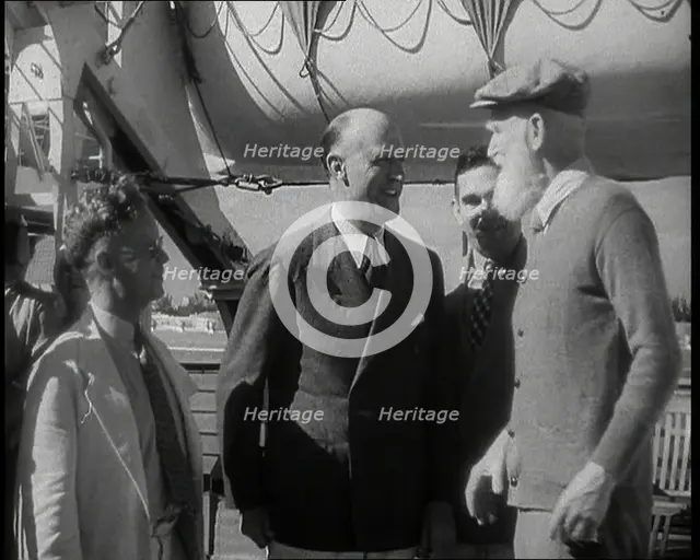 George Bernard Talking to Some Men, 1930s. Creator: British Pathe Ltd.