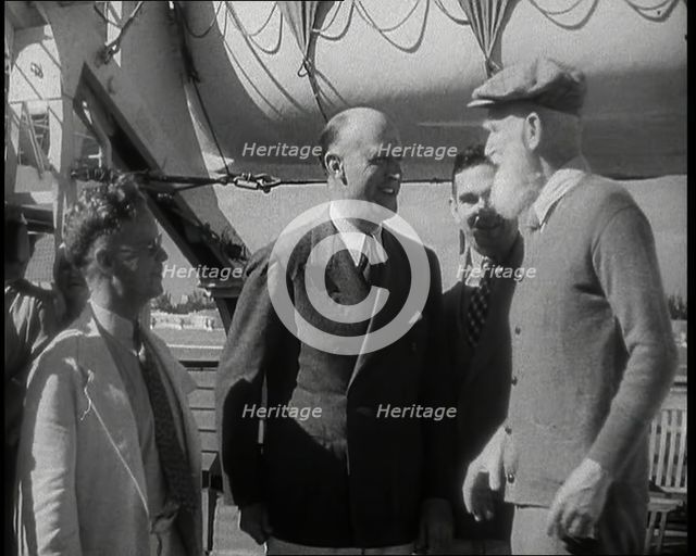 George Bernard Talking to Some Men, 1930s. Creator: British Pathe Ltd.