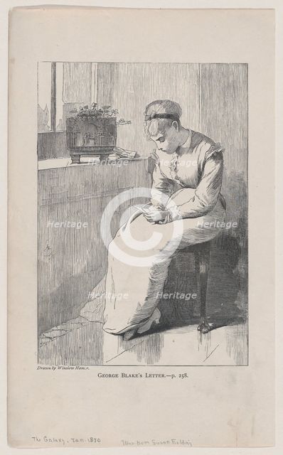 George Blake's Letter (The Galaxy, An Illustrated Magazine of Entertaining Reading..., January 1870. Creator: Unknown.