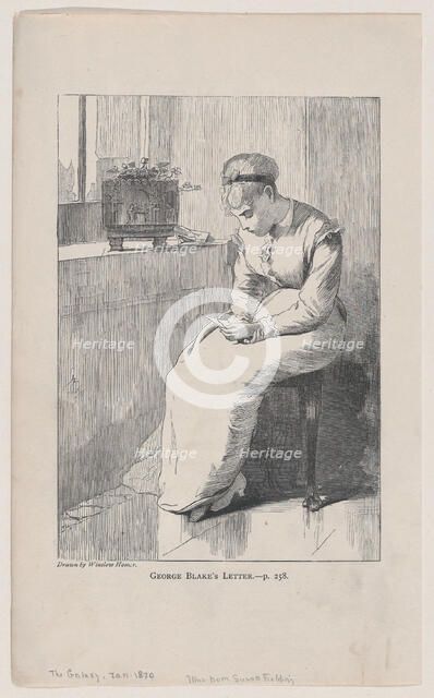 George Blake's Letter (The Galaxy, An Illustrated Magazine of Entertaining Reading..., January 1870. Creator: Unknown.