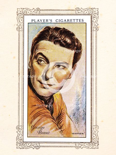 George Brent Collectables Picture of movie stars that came with the Players cigarette packet, 1934.  Creator: Unknown.