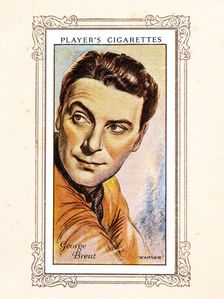 George Brent Collectables Picture of movie stars that came with the Players cigarette packet, 1934. Creator: Unknown