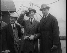 George Carpentier With Associates on the Deck of a Ship, 1921. Creator: British Pathe Ltd