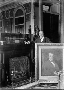 George E. Badger, Secretary of The Navy, 1841 and Secretary Daniels with Portrait of Badger, 1913. Creator: Harris & Ewing