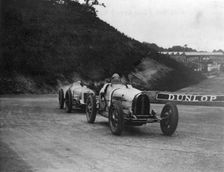 George Eyston driving a Bugatti Type 39A at the British Grand Prix, Brooklands, Surrey, 1927. Creator: Unknown