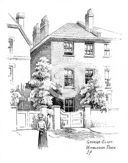 George Eliot's house, Wimbledon Park, London, 1912. Artist: Frederick Adcock