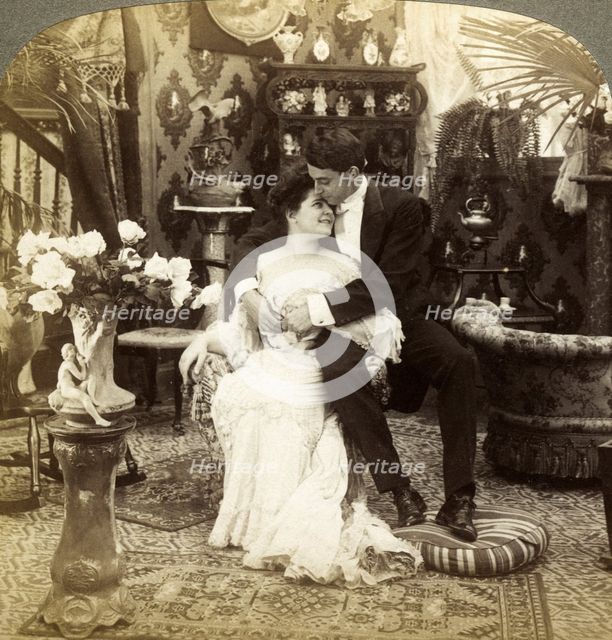 'George Greatly Admires Ethel's Beautiful Complexion'.Artist: Underwood & Underwood