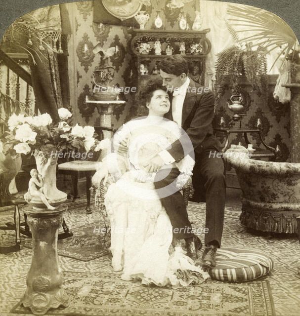 'George Greatly Admires Ethel's Beautiful Complexion'.Artist: Underwood & Underwood