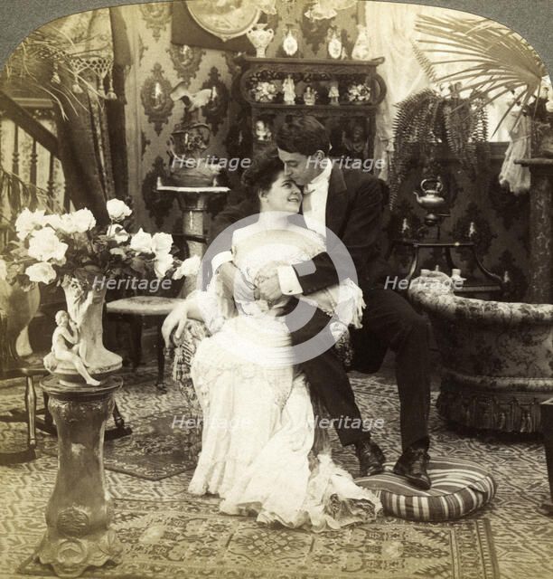 'George Greatly Admires Ethel's Beautiful Complexion'.Artist: Underwood & Underwood