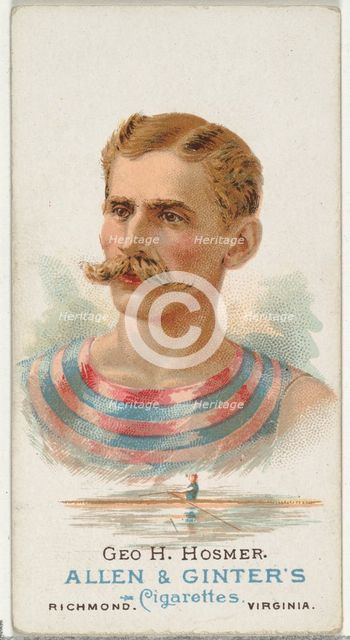 George H. Hosmer, Oarsman, from World's Champions, Series 1 (N28) for Allen & Ginter Cigar..., 1887. Creator: Allen & Ginter.