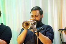 George Hogg, Stan Sulzmann’s Neon Orchestra, Watermill Jazz Club, Dorking, Surrey, Nov 2023. Creator: Brian O'Connor