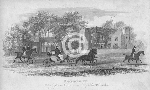 'George IV. Taking his favorite Exercise, near the Sandpit Gate, Windsor Park', 1830. Creator: Melville.