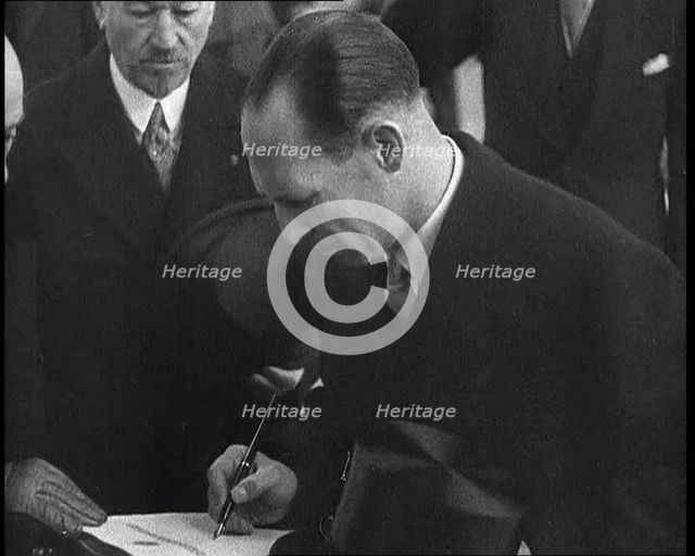 George II, King of the Hellenes Writing Something, 1930s. Creator: British Pathe Ltd.