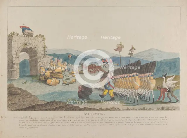 George III Leading an Army of Jugs, 1794. Creator: Unknown.