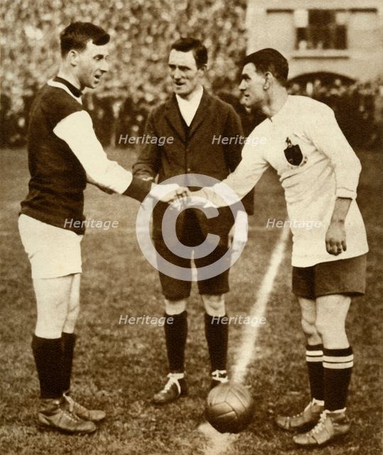 George Kay and Joe Smith before kick-off, FA Cup Final, Wembley Stadium, London, 1923, (1935).  Creator: Unknown.