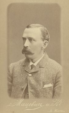 George Kennan, head-and-shoulders portrait, facing left, 1885. Creator: Unknown