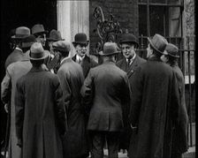 George Lansbury and Other Union Leaders Standing Outside Number 10 Downing Street in London, 1920. Creator: British Pathe Ltd