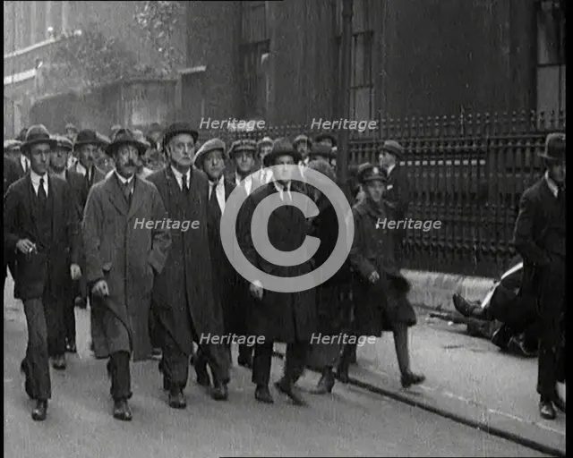 George Lansbury and Other Union Leaders Walking Down Downing Street in London, 1920. Creator: British Pathe Ltd.