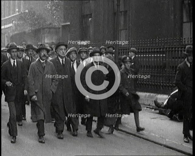George Lansbury and Other Union Leaders Walking Down Downing Street in London, 1920. Creator: British Pathe Ltd.