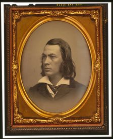 George Lippard, head and shoulders portrait, facing left, ca. 1850. Creator: Unknown