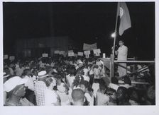 George Price, Prime Minister of British Honduras, addressing the crowd, March 1965. Creator: Unknown
