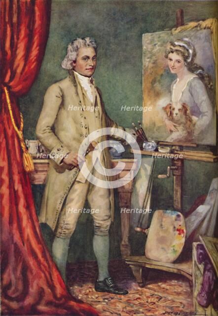 'George Romney - At Work On A Picture Of His Favourite Model', c1925. Artist: Charles Dudley Tennant.