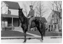 George S Patton, American soldier, on horseback, Fort Sheridan, Illinois, USA, 1910