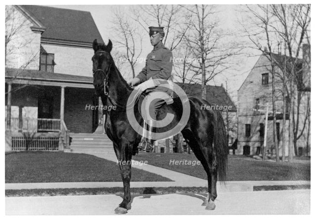 George S Patton, American soldier, on horseback, Fort Sheridan, Illinois, USA, 1910. Artist: Unknown