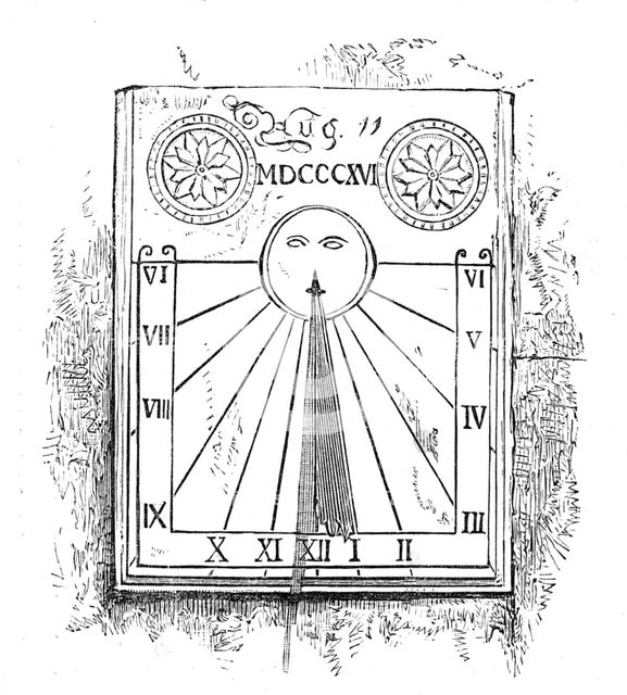 George Stephenson, Father of Railways: dial over the door of Stephenson's cottage..., 1881. Creator: Unknown.