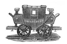 George Stephenson, Father of Railways: the Experiment, first railway passenger coach, 1825, (1881). Creator: Unknown