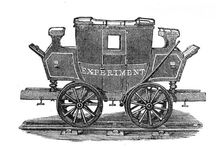 George Stephenson, Father of Railways: the Experiment, first railway passenger coach, 1825, (1881). Creator: Unknown