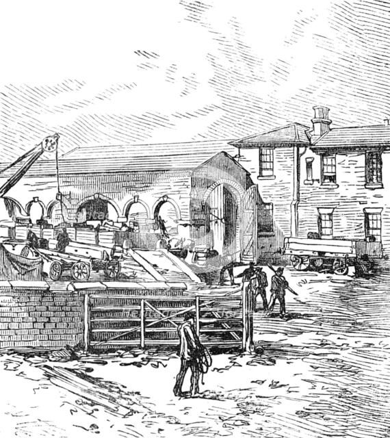 George Stephenson, Father of Railways: the first railway station, 1881. Creator: Unknown.