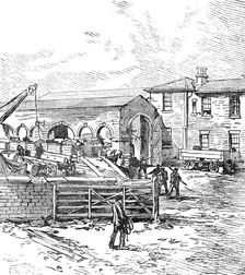 George Stephenson, Father of Railways: the first railway station, 1881. Creator: Unknown